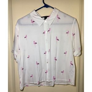 Flamingo Button Up Crop Top 🦩
